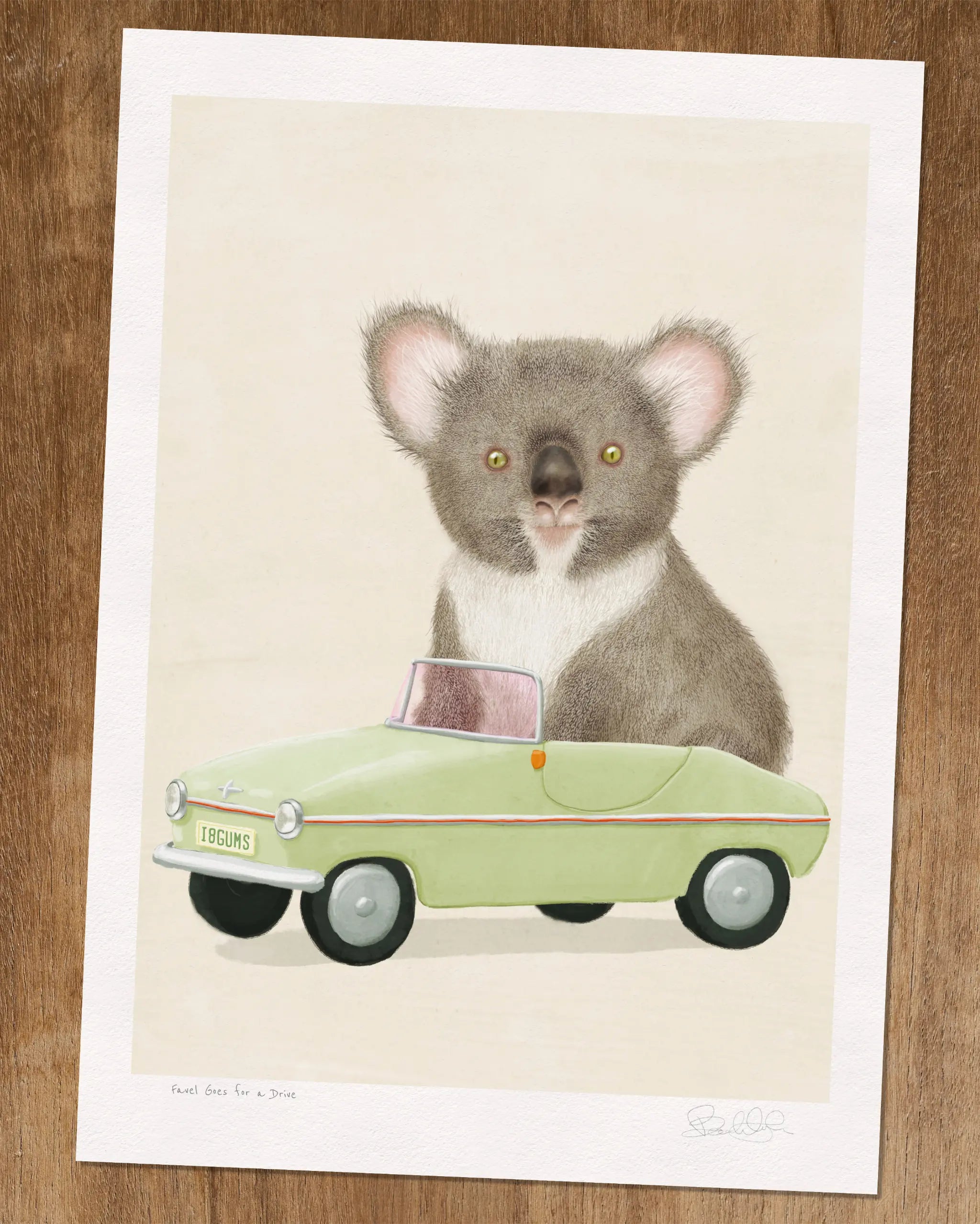 Favel Goes for a Drive - Art Print
