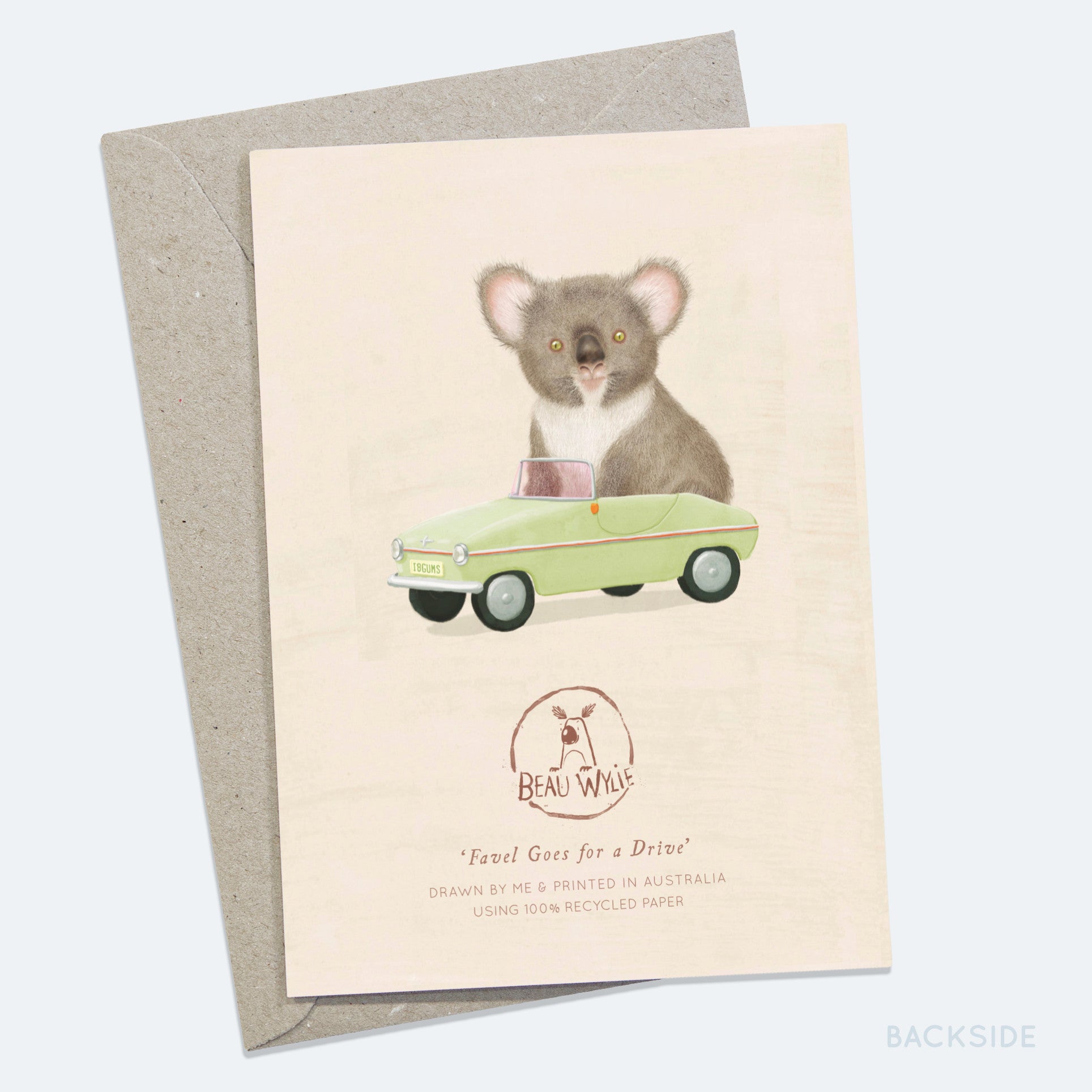 Favel Goes for a Drive - Greeting Card