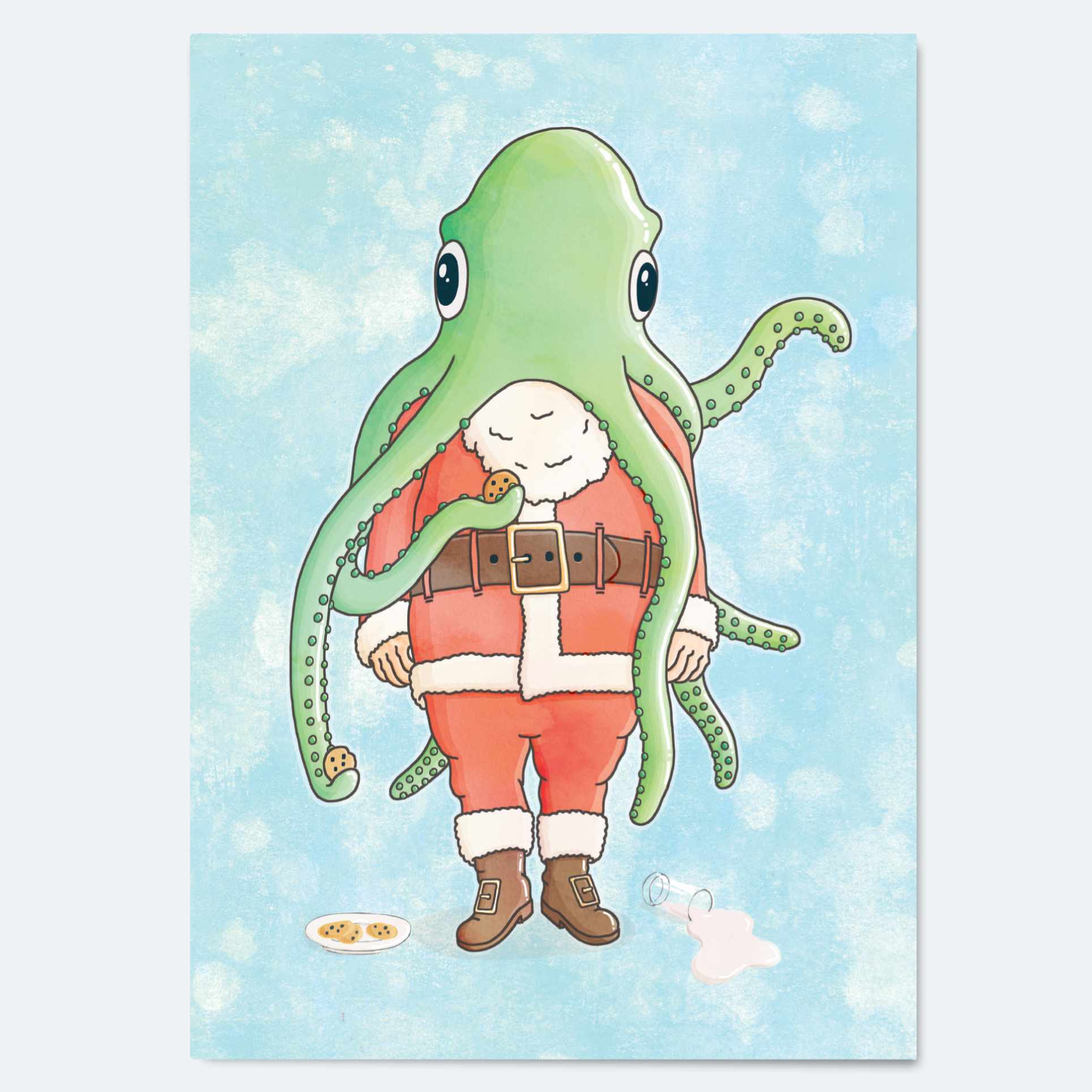 Octopus Santa - Greeting Card Wholesale