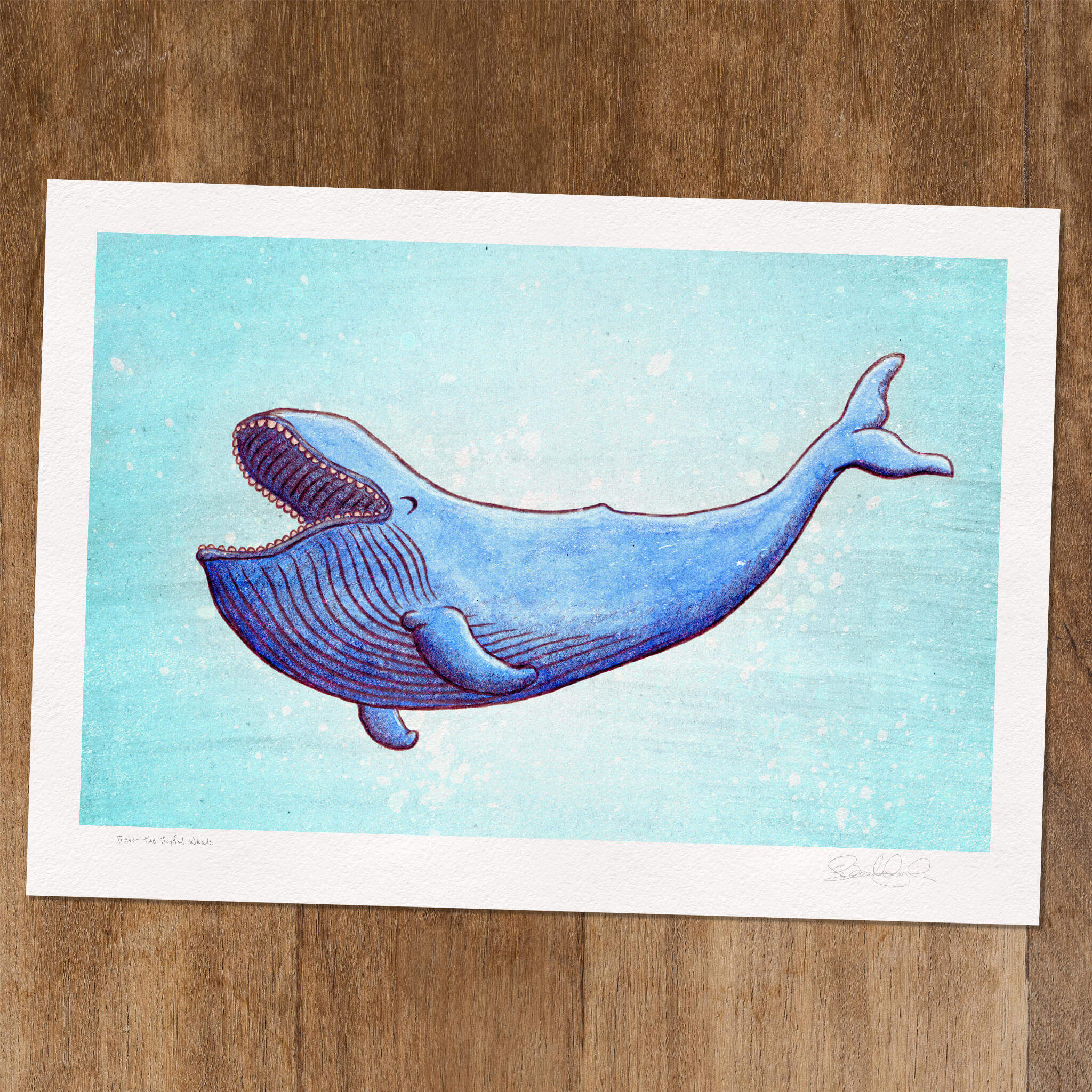 Trevor the Joyful Whale - Art Print