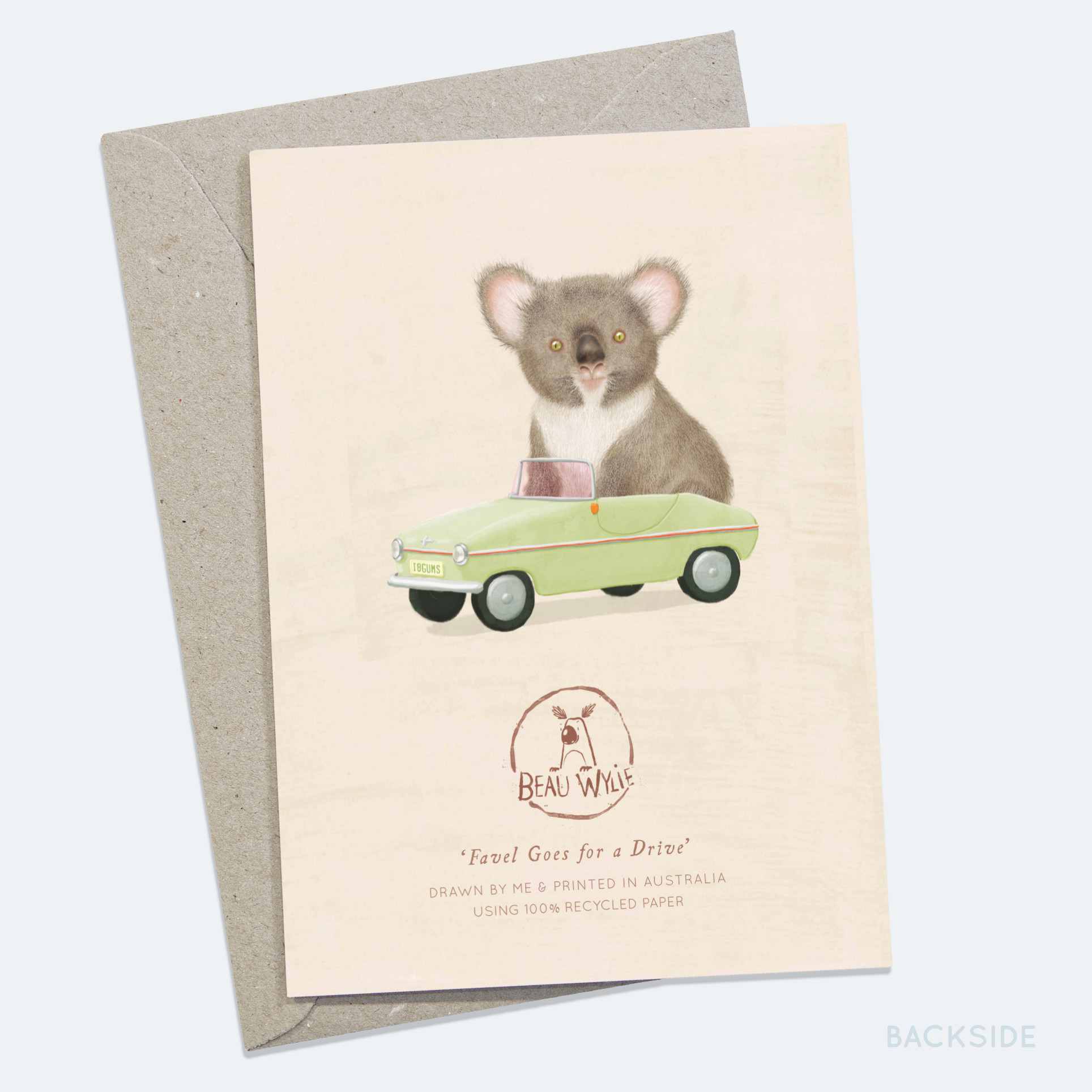 Favel Goes for a Drive - Greeting Card